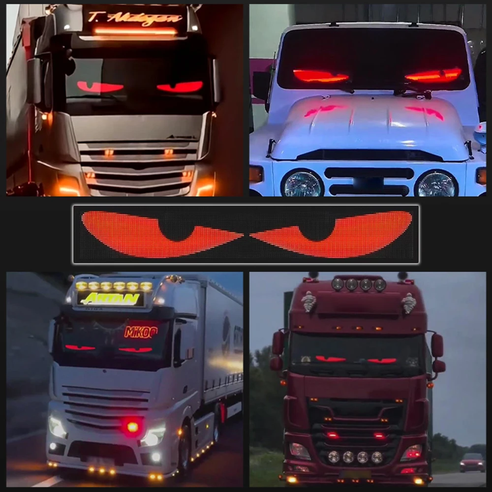 ZSQHET Duivelsoog voor Truck Auto LED Auto Bord Scrolling Reclame USB 5V Bluetooth App Controle Logo Licht Aangepaste Tekst Patroon Animatie