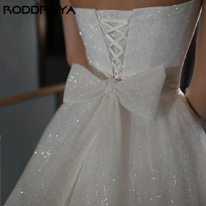Roddrsya ชุดแต่งงานสำหรับเจ้าหญิงผ้าโปร่งลายลูกไม้วิบวับโรแมนติก