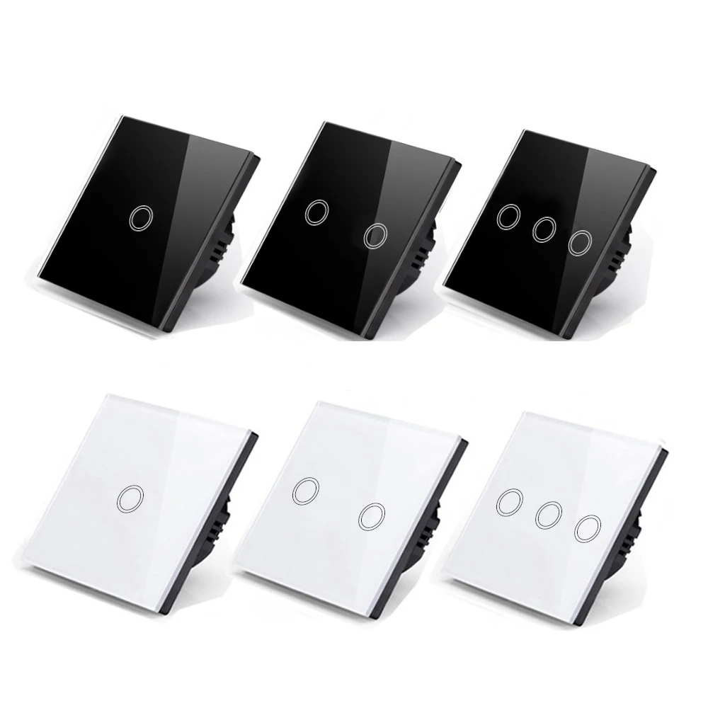 Axus-クリスタルウォールライト強化ガラス,感覚スイッチ,EU,LEDバックライト付き,1ギャング,2入力および3ギャング,100-240v