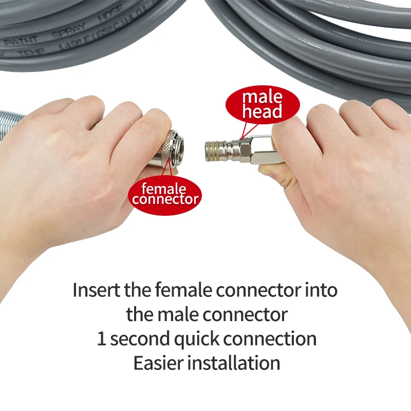 1/4 Inch Stainless Steel Airless High Pressure HoseFast-inserting  Swivel Joint 360 degree for spray airless hose Pipe Connector