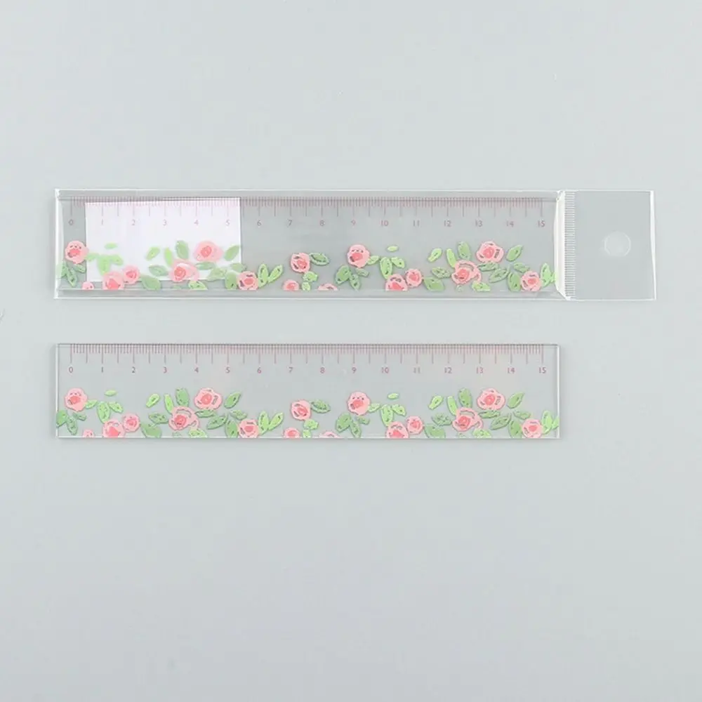 Creative Multifunction 15cm Straight Ruler Transparent Acrylic Math Drawing Ruler Double-duty Tulip DIY Drawing Tools Student