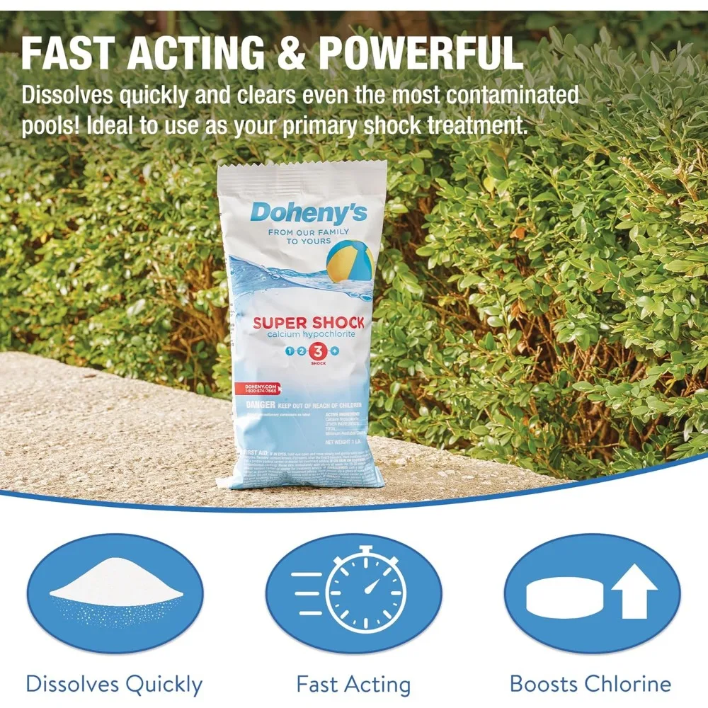 Super Pool Shock De-Chlorinator 24 X 1 Lb Bags Pool Water Treatment Chemicals for Pools Spas