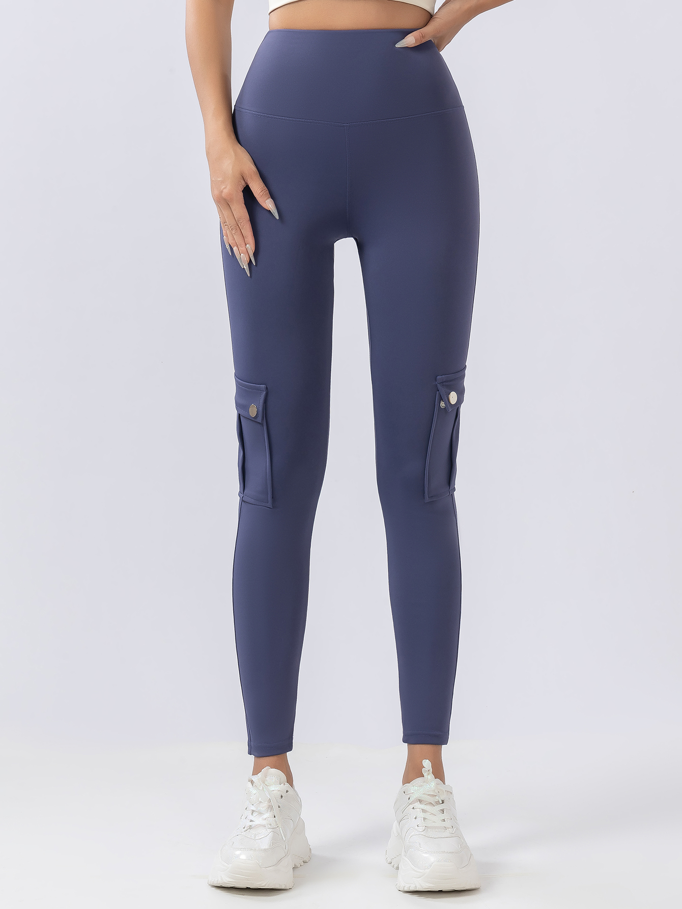 Europe and the United States multi-pocket cargo hip lift yoga pants high-waist-tight micro-la fitness pants sports Pilates pants