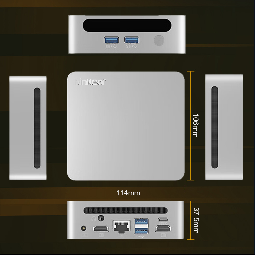 Ninkear n4 mini pc amd ryzen 7 4800u 8 kerne max 4,2 ghz 16gb ram 512gb ssd typ-c (8k) 2 * hdmi (4k) triple display wifi 6