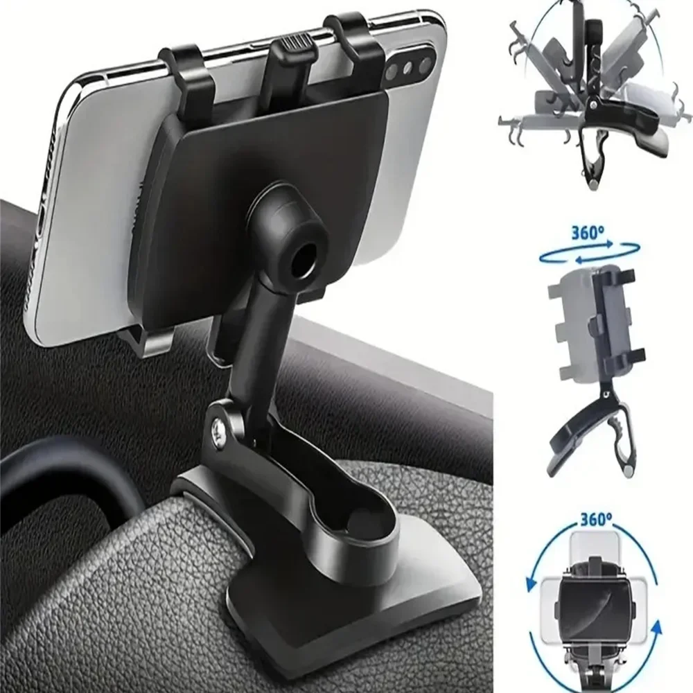 Universal Angle-Adjustable Car Phone Mount Rotate Secure Phone Car Clip Stand For Easy Accessibilit For iPhone Samsung Xiaomi