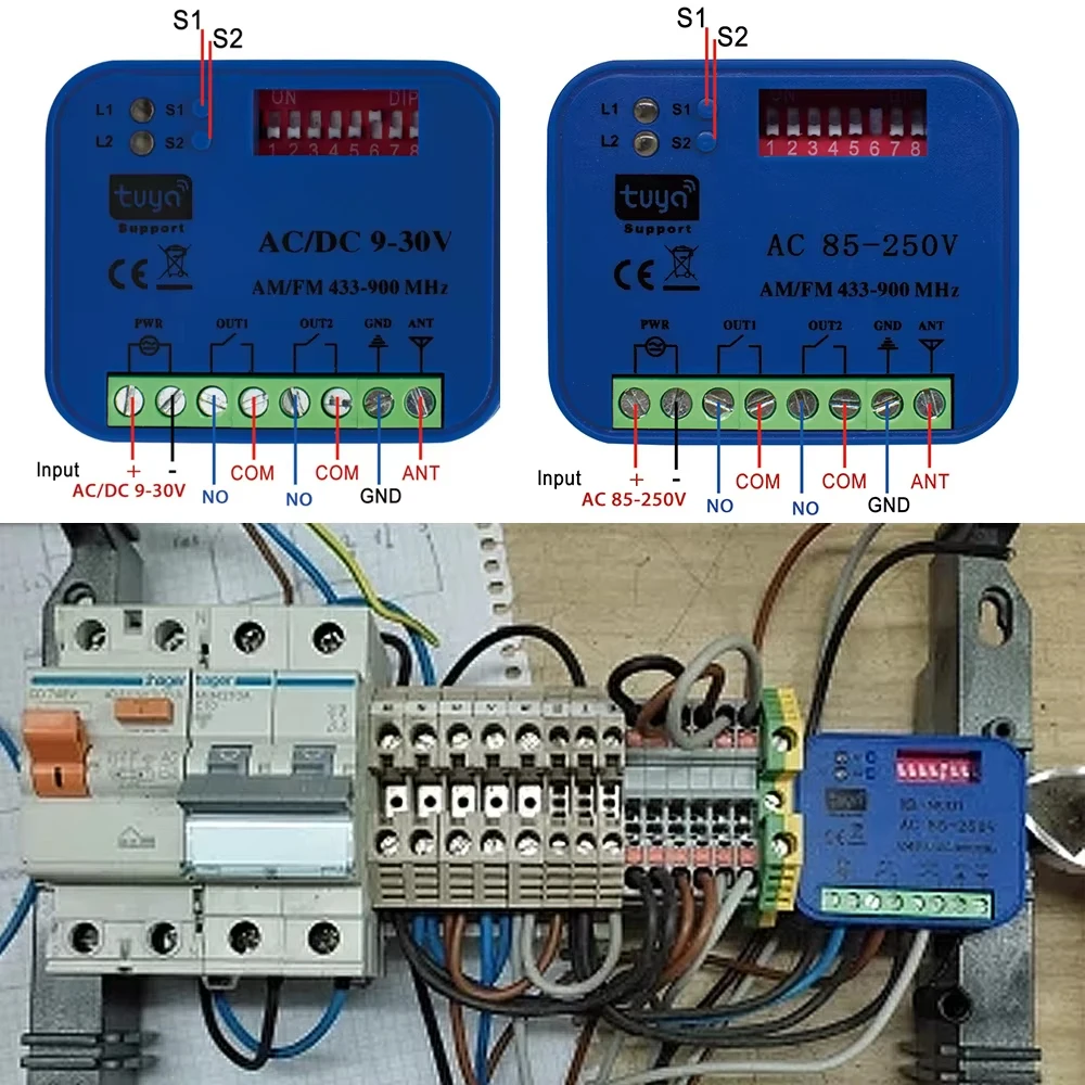 Abridor de puerta de garaje, 2 canales, 433-868MHz, WIFI, aplicación Tuya Smartlife, receptor de Control remoto, controlador, interruptor de encendido y apagado inteligente