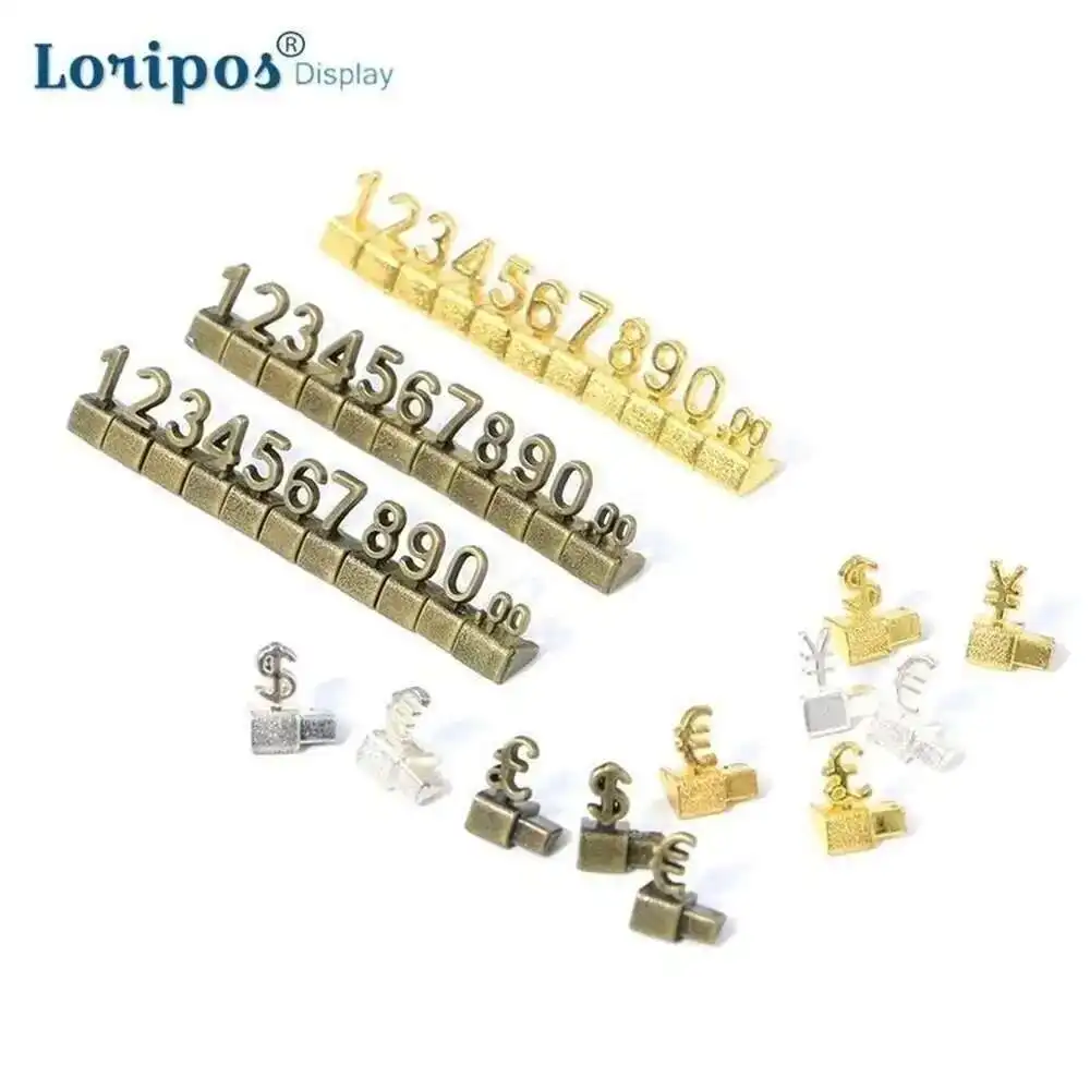 Luxury 3d Metal Shelving Adjustable Price Tag Callouts Price Display Euro Pound Price Numeral Cubes Assembly Lable Blocks Stick