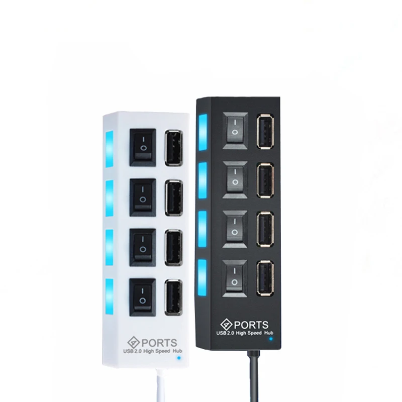 Divisor de concentrador USB con interruptor Individual, divisor de puerto USB de 4/7, adaptador USB de interruptor Individual, enchufe multipuerto alimentado por encendido/apagado