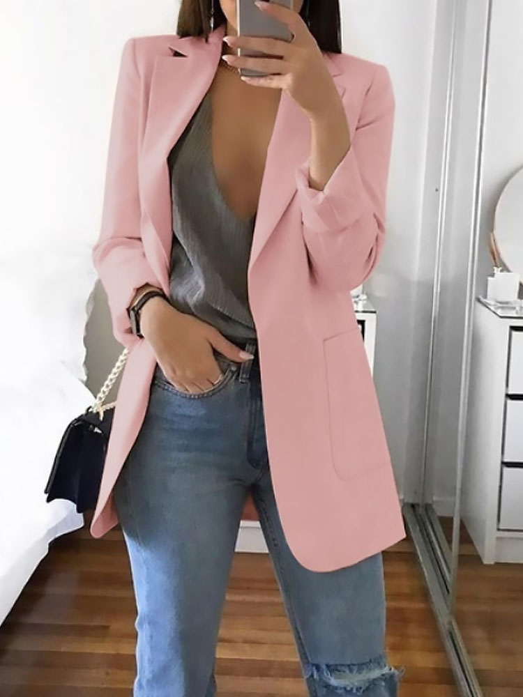 Europa En De Verenigde Staten Explosieve Mode Revers Slim-Fit Vest Temperament Jasje Met Lange Mouwen