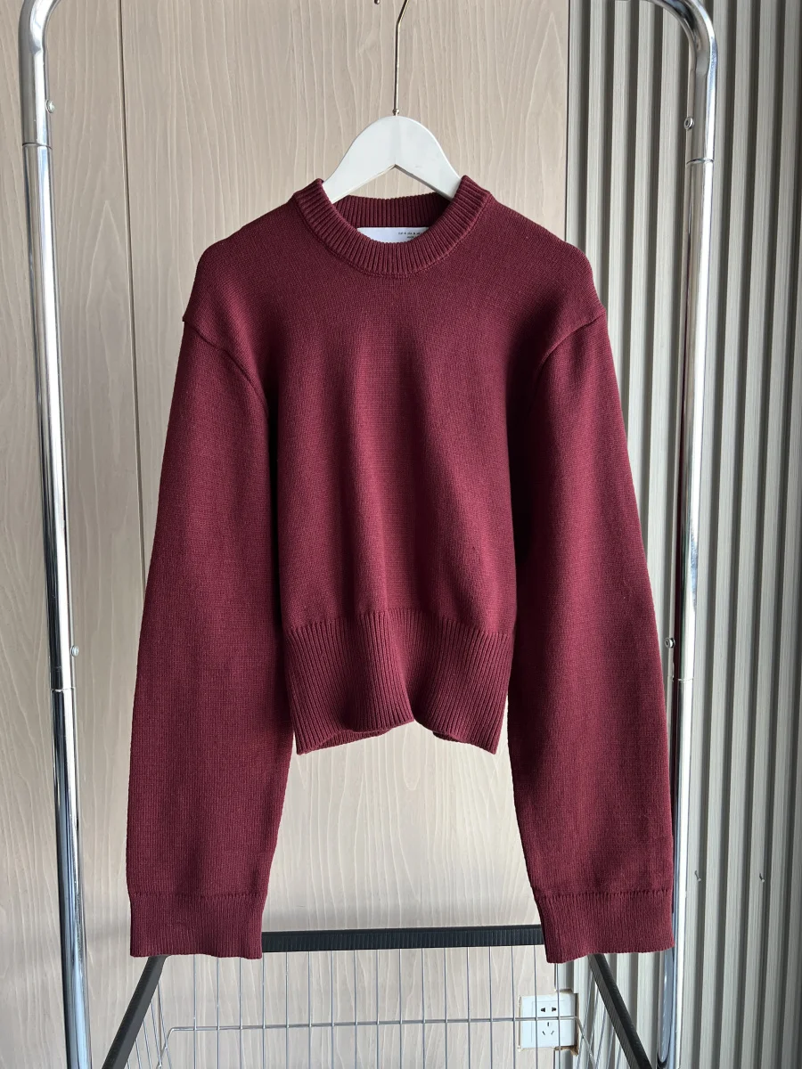 เสื้อสเวตเตอร์ถักคอกลมแขนหลวม Traf 2024 สินค้าใหม่ผู้หญิงคาร์ดิแกนสั้นแขนยาวยางกว้างพิเศษ