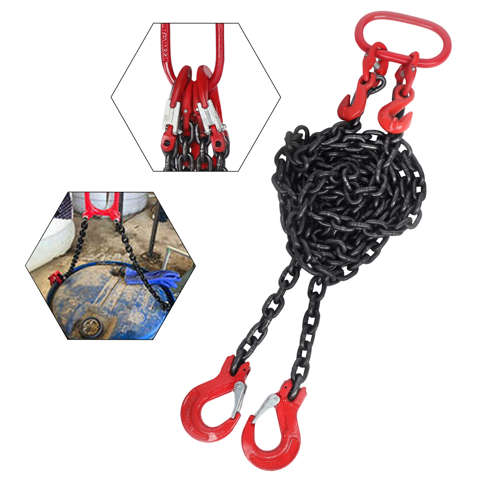 2T Chain Sling New 2 Strand 8mm 2m Crane Lifting Tools Chain Hanger