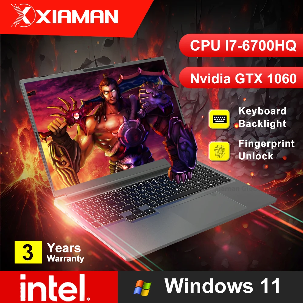 16 "ordenador portátil para juegos intel Core i7-6700HQ GTX 1060 IPS 1920*1200 Notebook PC Gamer 16GB DDR4 1TB SSD Windows 11 Pro ordenador portátil
