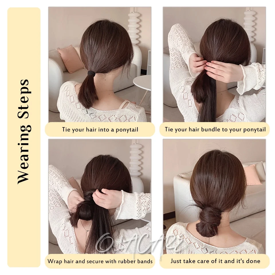 สังเคราะห์ผม Bun CURLY ตรงผม Messy Bun Scrunchies Updo ผมวงยืดหยุ่น Hairpieces สําหรับผู้หญิง Volume Fringe ปลอม