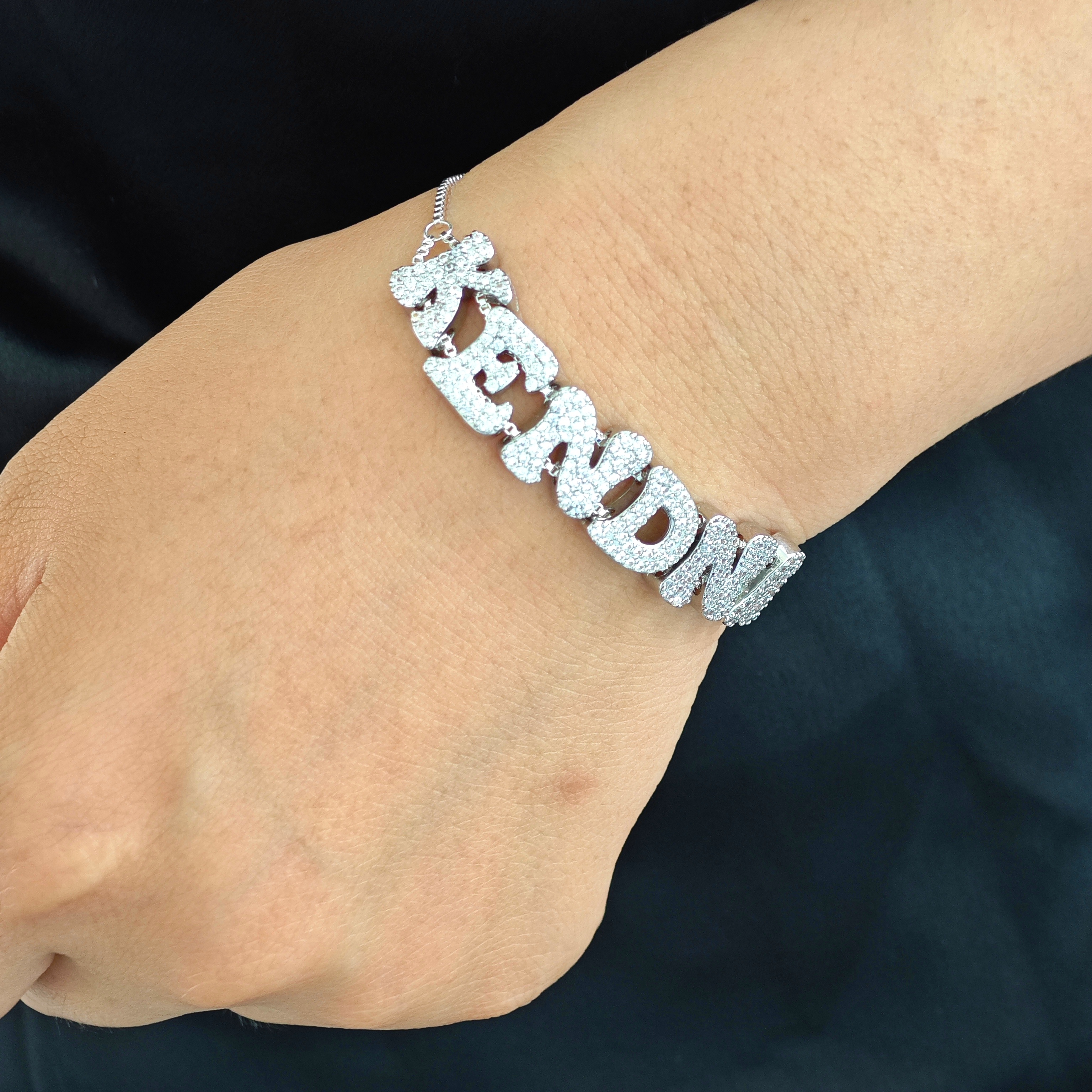 DOREMI cristal circón nombre personalizado letra doble cadena malla delicada letra deslizante personalizar nombre pulseras