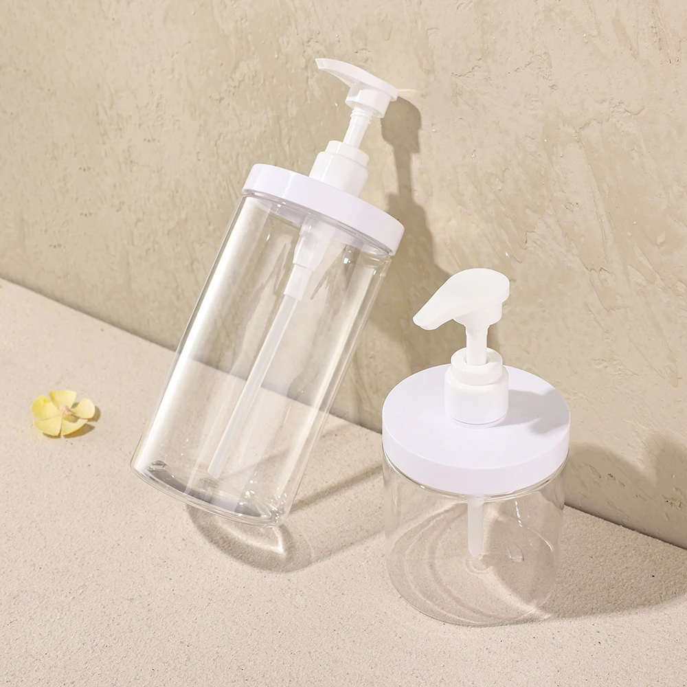 Dispensador de botellas con bomba de 500ml/1000ml, botellas rellenables de plástico, estilo de boca ancha, vacío para jabón de ducha de viaje, 1 ud.