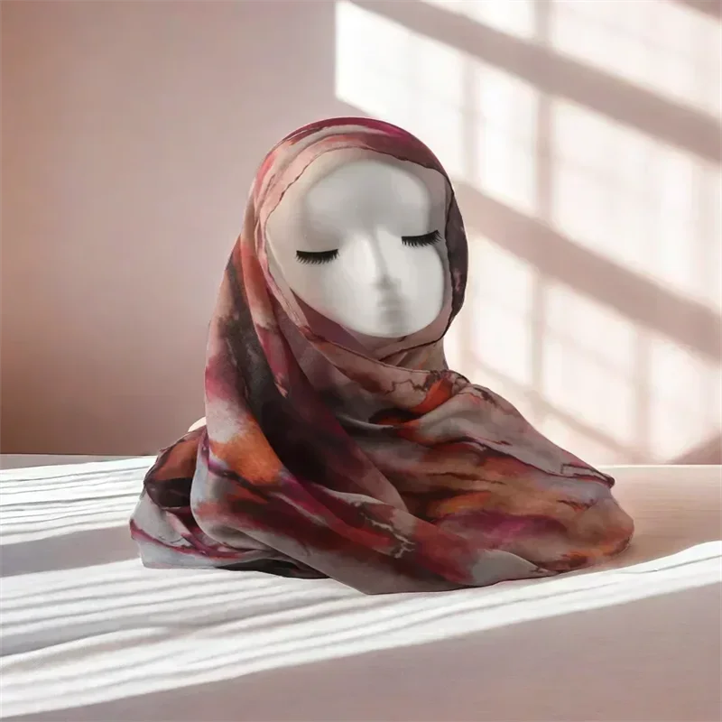 Aquarela floral impresso modal respirável leve algodão macio rayon viscose tecido modal muçulmano feminino xale hijab cachecol