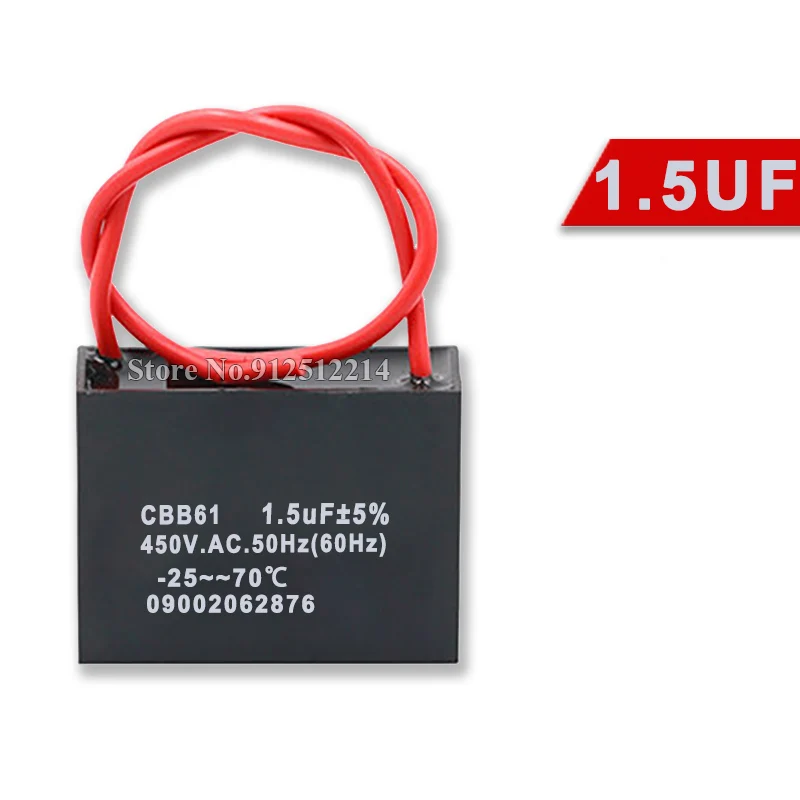 1 Uds CBB61 450V condensador de arranque 0,8 1 1,5 1,8 2 2,5 3 4 5 6 7 8 10 12 15 18 20UF ventilador de techo Motor de escape condensador de funcionamiento CBB