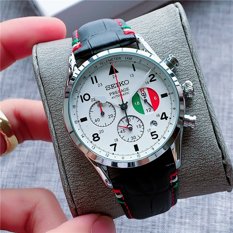 1:1 copia MenQuatz Relojes Reloj de pulsera clásico con correa de cuero y reloj