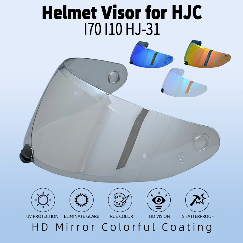 Para HJ-31 motocicleta rosto cheio capacete viseira lente para hjc i70 i10 anti-uv lente à prova de poeira acessórios viseira 10 cores disponíveis