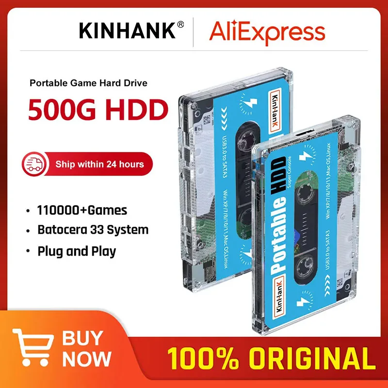 Disco rigido Kinhank Super Console X Batocera 33 500G 110000 + Videogiochi retrò per PS1/SS/DC/MAME/ARCADE Plug and Play