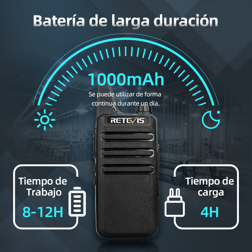 Retevis RT622 Mini Walkie Talkie Radio Emergencia 4 6 10 Piezas Largo Alcance RT622 PMR PMR446 sin Licencia VOX Portatil Recargable Walkie Talkies para Restaurantes Hoteles Caza y Camping
