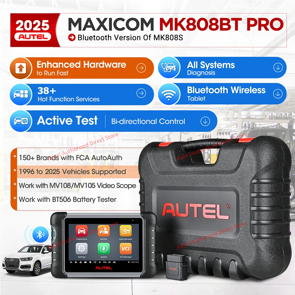 Autel maxicom mk808bt pro obd2 scanner ferramenta de verificação de diagnóstico do carro bluetooth scanner automotivo leitor de código obd2 pk mk808kbt mk808s