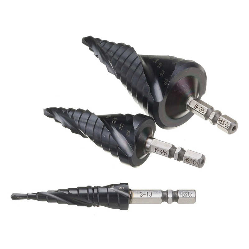 HRC89 M35 코발트 TiAlN 코팅 스텝 드릴 비트 1/4 인치 콘 육각 섕크 금속 드릴링 홀 오프너 도구 스테인레스 스틸