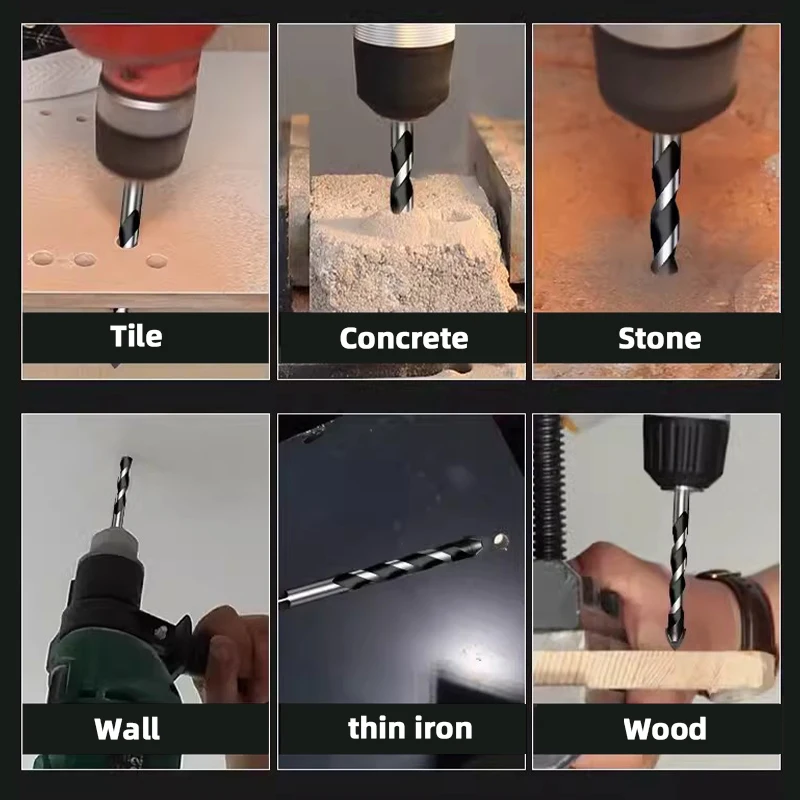 LIDIAO 1/10PCS Tile Drill Bit Set Complete Kit Tools Box Ceramic Drill Bit Wood Drill Bits Metal Drill Hand Tool Tip 6 to12mm