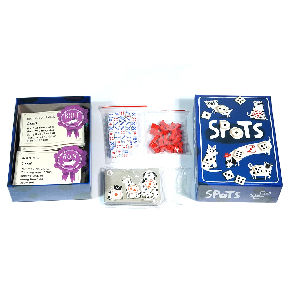 Spots - Um jogo sobre dados rolantes para aumentar a sorte e o jogo de cartas do cachorro Jogos de tabuleiro