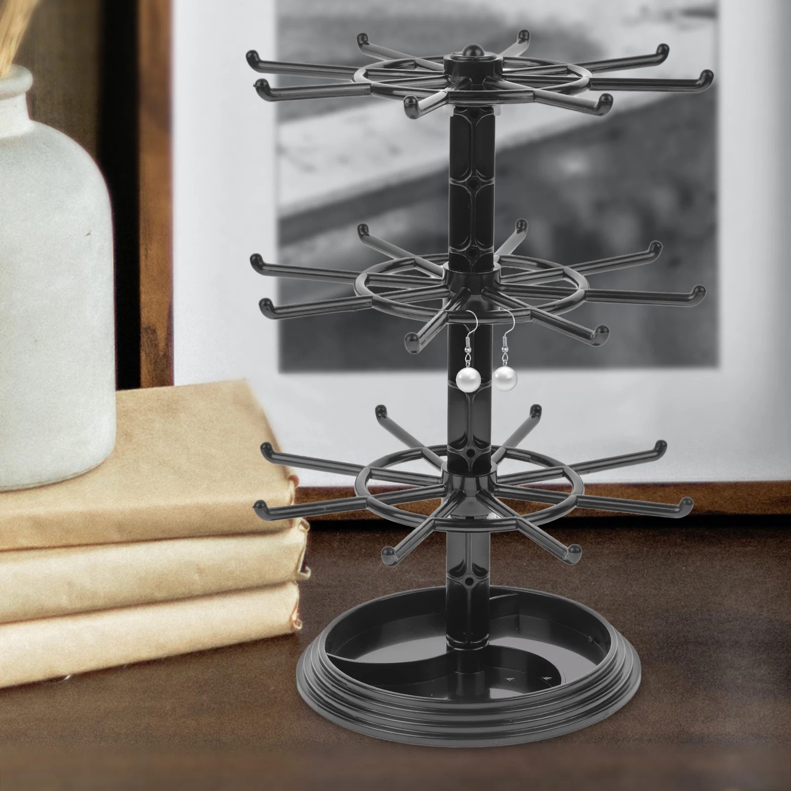 Earring Display Stand Rotating 3-Layer Jewelry Display Rack Earring Bracelet Rack Jewelry Storage Rack Display Stand