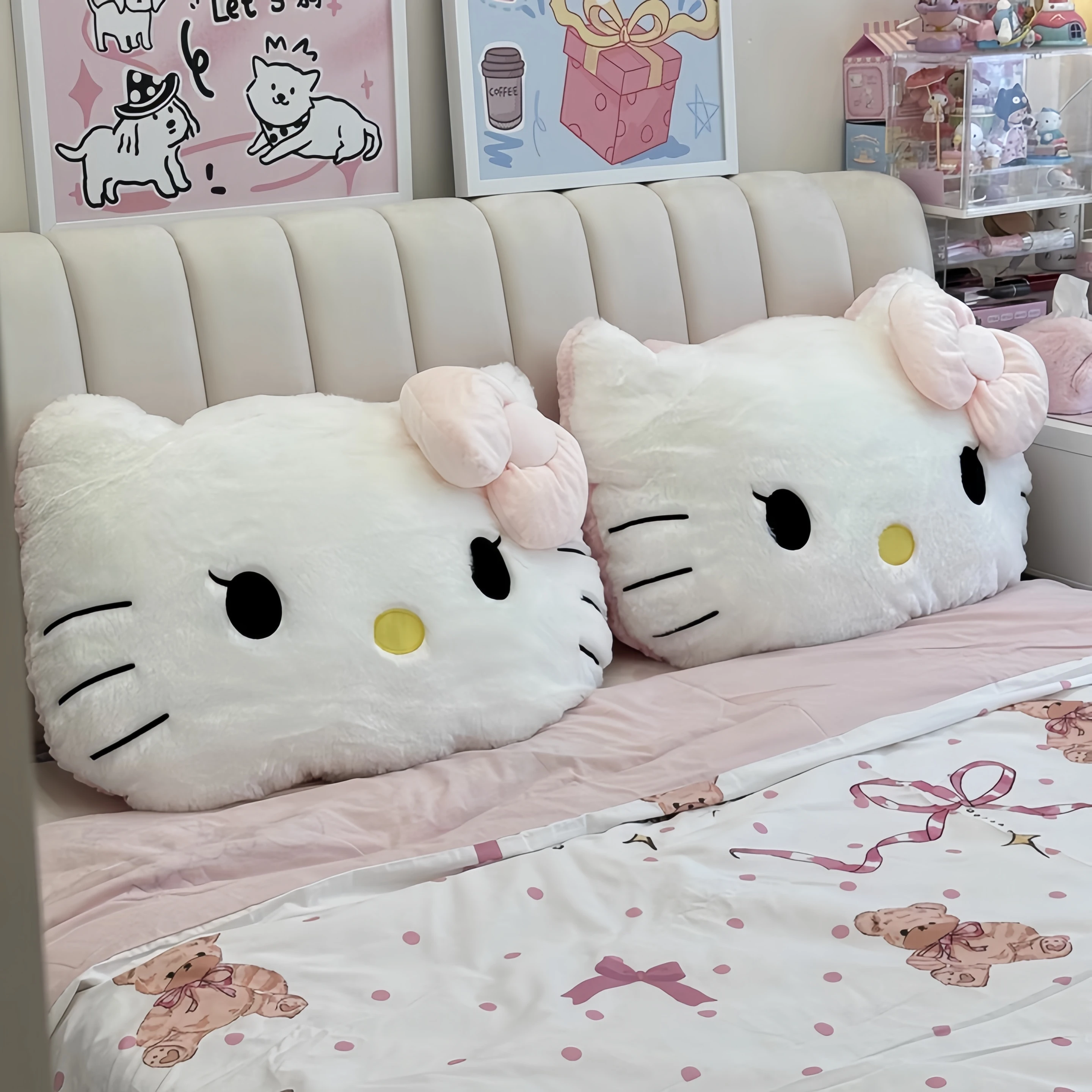 Sanrio tamaño grande Hello Kitty cojín trasero suave almohada cómoda decoración de sofá cama almohada abrazo peluches regalos de navidad para niña