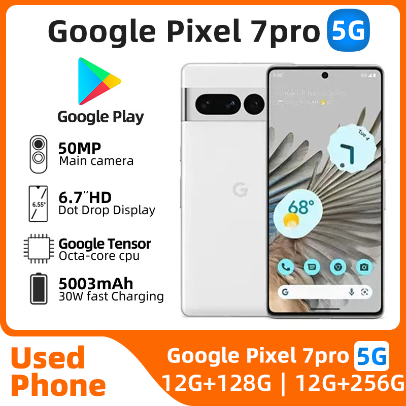 GooglePixel 7pro 7 pro 5G 6,7 pulgadas LTPO AMOLED 120Hz pantalla Google Tensor 30W Super carga 5003mAh batería OTG teléfono usado