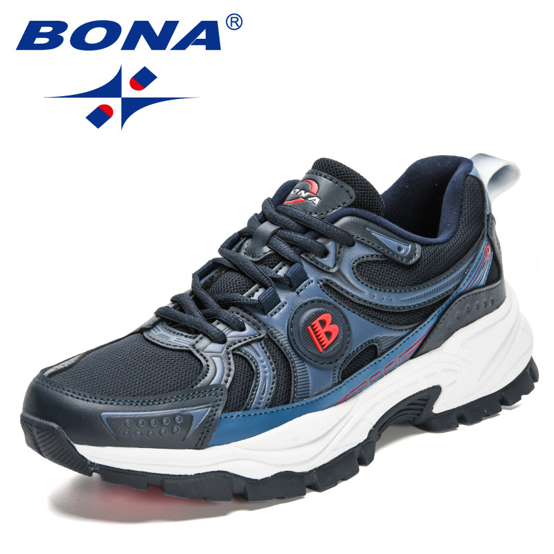 BONA nouveaux créateurs Action cuir maille chaussures de Jogging hommes respirant chaussures de course marche sport baskets athlétiques formateurs