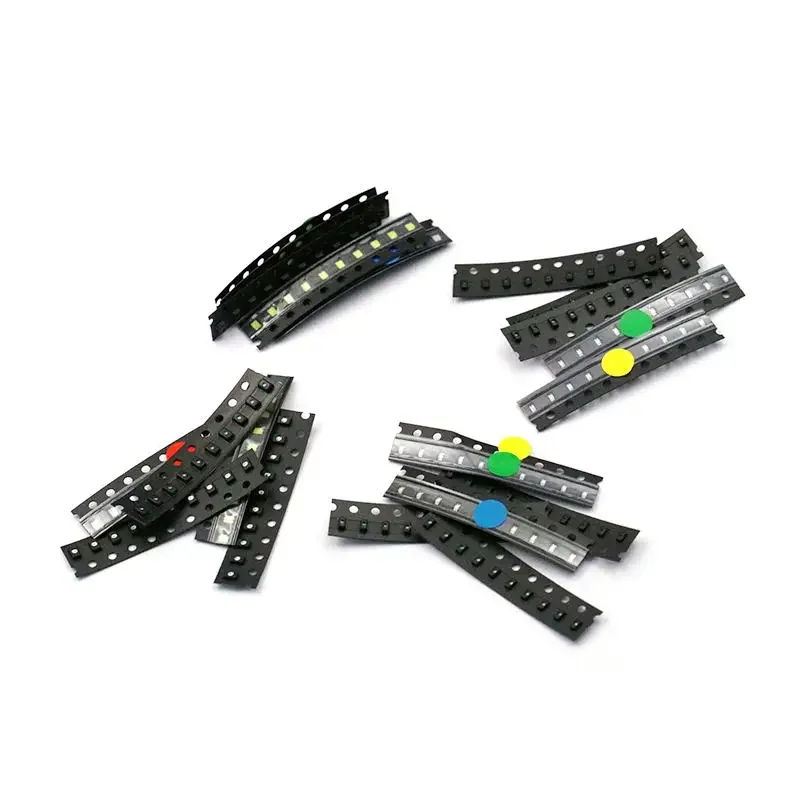 50PCS 5 Types Each with 10 Pieces 0805 0603 SMD LED Light-Emitting Diode Components Package Red, Blue, Green, Yellow and White