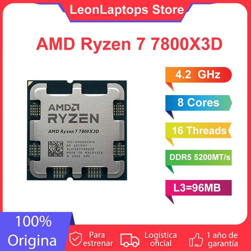 Procesador AMD Ryzen 7 7800X3D R7 7800X3D 5,0 GHz procesador de CPU de 8 núcleos y 16 hilos 5NM 96M Socket AM5 soporte de placa base X670/B650