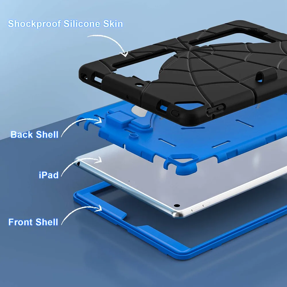 Para ipad 9th Gen 10,2 pulgadas A2602 A2603 A2604 funda para tableta para niños funda de silicona + PC para iPad 8th/7th Gen A2270 A2200 A2197 araña