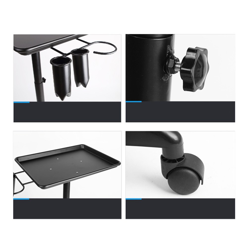 Argento/Nero Salone Spa Bellezza Tattoo Servizio di rotolamento in metallo Vassoio per strumenti Supporto mobile per rotolamento Stilista Carrello per strumenti Tatoo