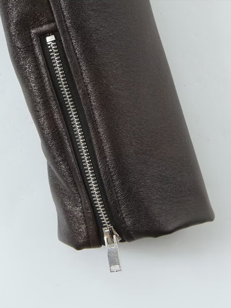 Veste à manches longues et revers court pour femme, vêtement de moto, style européen et américain, nouvelle collection automne et hiver