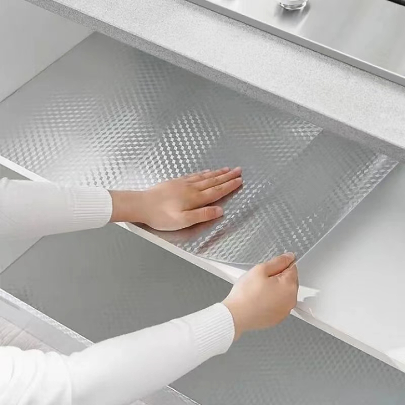 Papel de parede autoadesivo de folha de alumínio para cozinha, adesivos à prova d'água à prova de óleo para bancada, gaveta, armários, filme adesivo