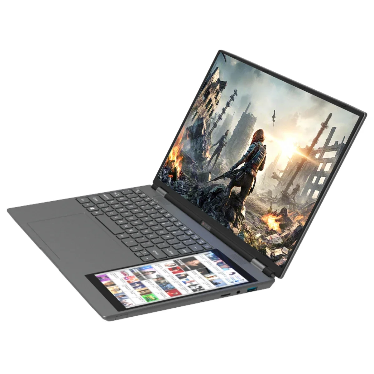 CARBAYTA 15.6"+7" 듀얼 스크린 노트북 컴퓨터, Intel N95 32GB/16GB DDR4 RAM, RGB 백라이트 키보드 7" 터치 스크린 노트북 PC