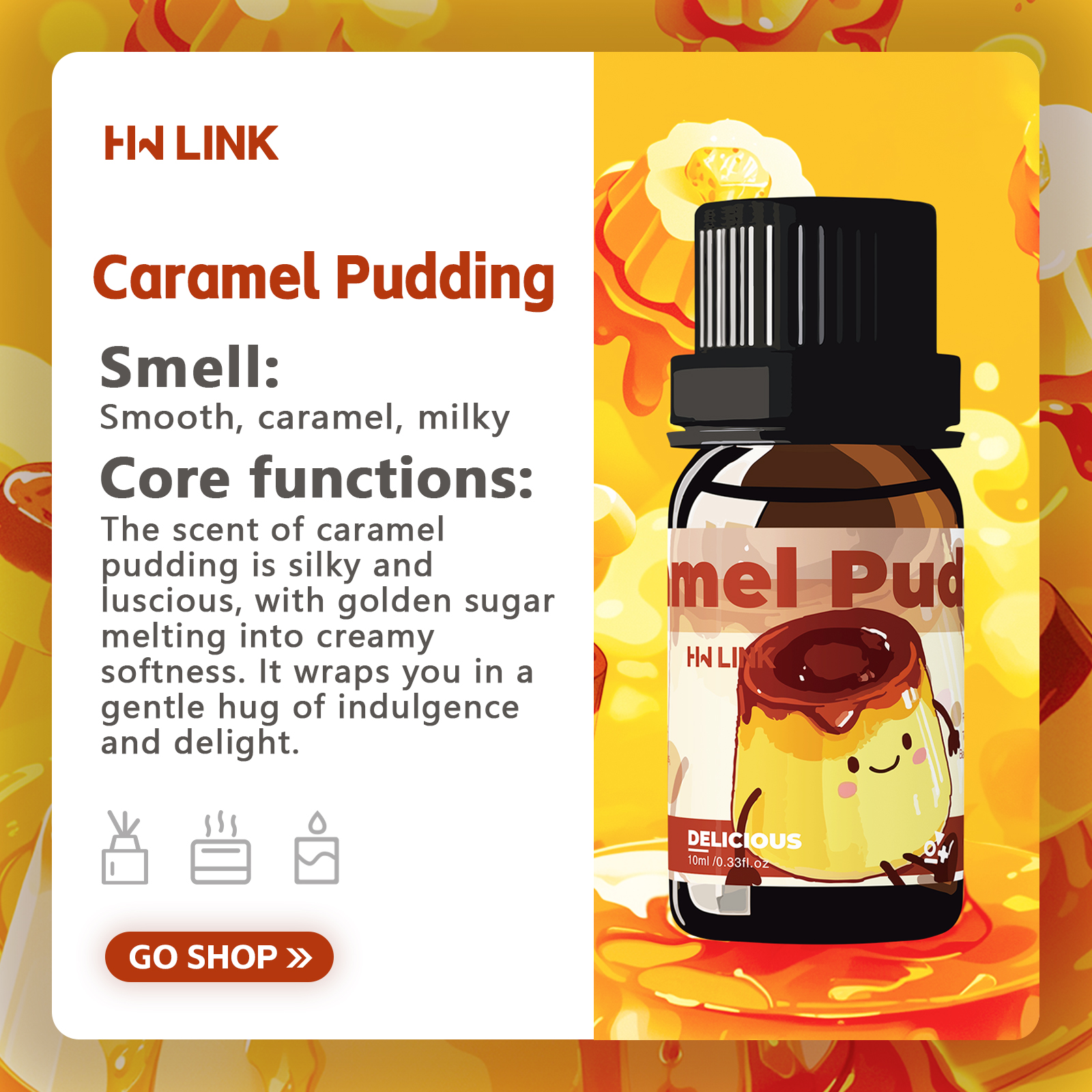 Karamellpudding Parfun Ätherische Öle Hautpflege Massage Körperöl Parfüm Frauen Für Kerze, Seifenherstellung, Aromatherapie, Diffusoren