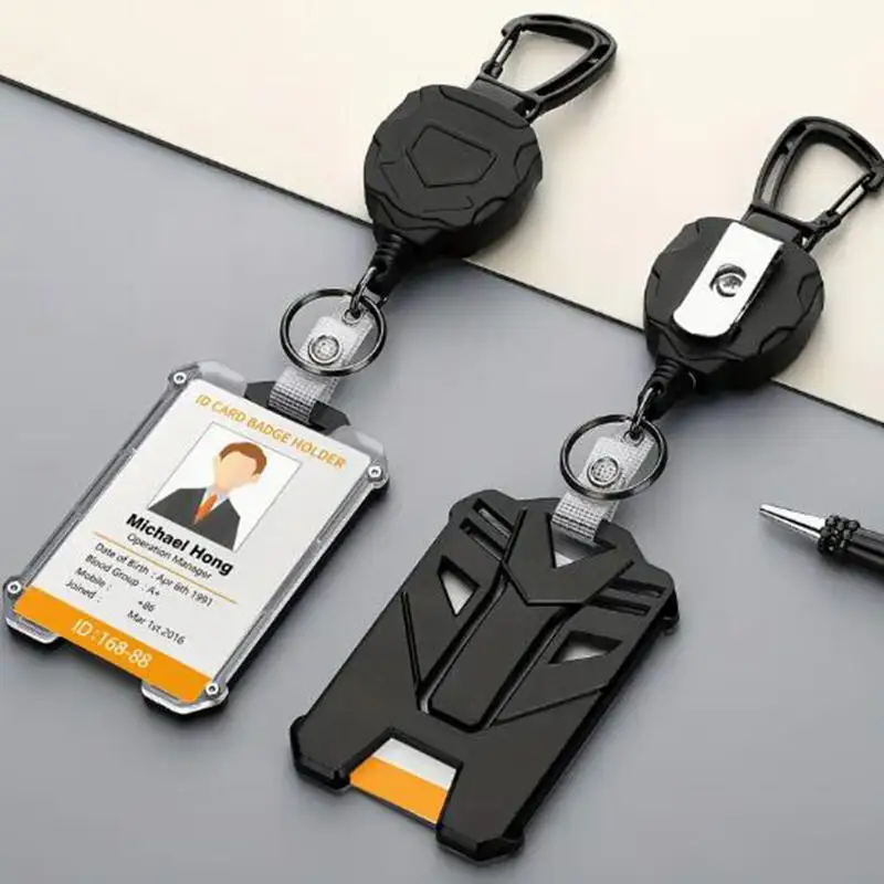 Clip per bobina per badge Custodia per carta di credito Custodia per carta bus Porta badge retrattile Clip per badge Porta ID resistente