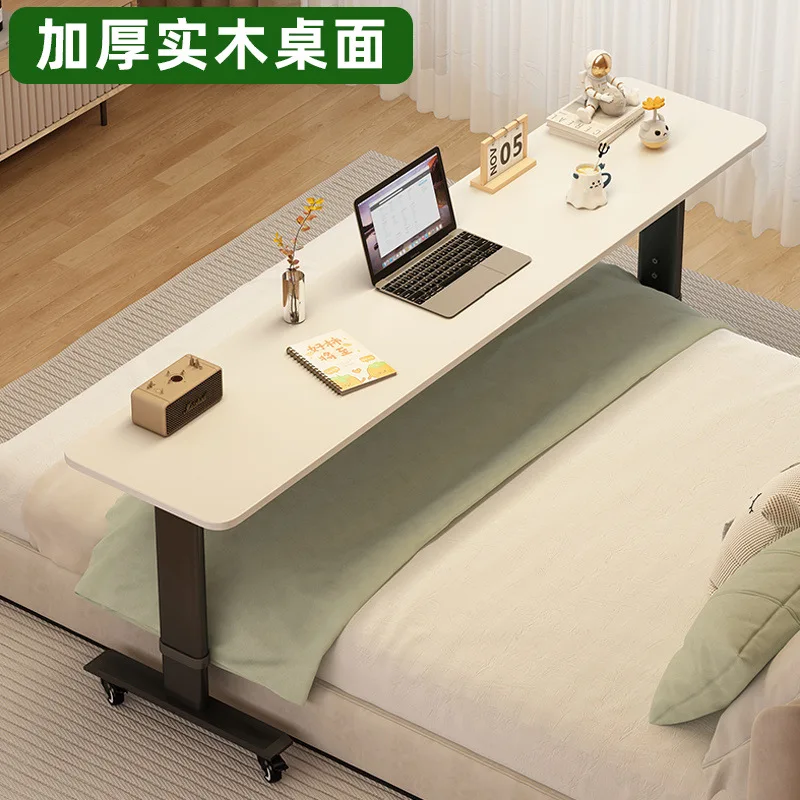 Height Adjustable Solid Wood Computer Desk with Wheels – Small Laptop Table 40/50cm for Home Office Study Workstation