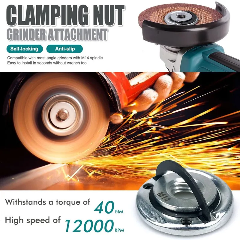 Quick Release flensmoer M14 draad haakse slijper flensmoer Power Chuck persplaat voor diamantdoorslijpschijven