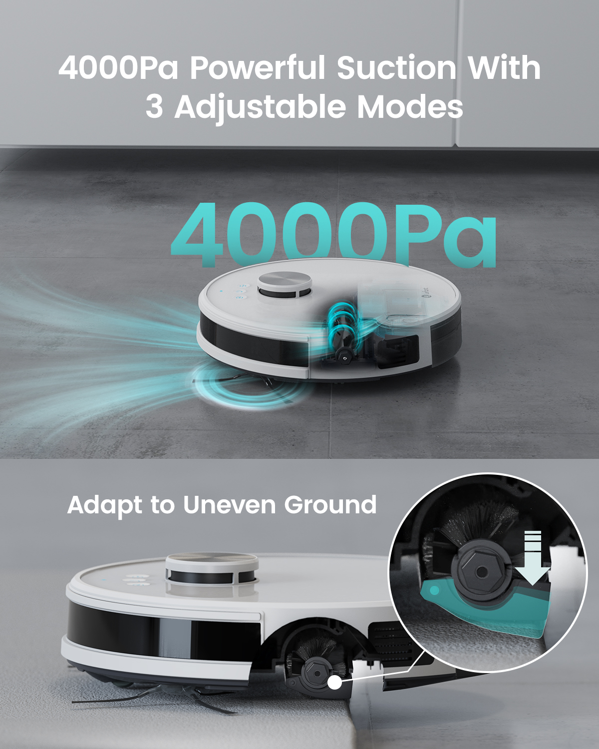 LEFANT M1 Robot Aspirador y Fregasuelos con Exacto Mapeo Multi Piso (LDS), Zona Prohibida, Robot Aspirador Succión de 4000 Pa, Batería de 4000 mAh,Control App/Alexa/Goole, Tanque de ólidos y Mixto