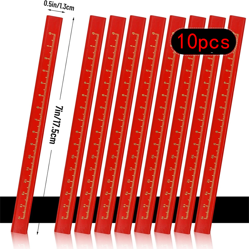 10pcs Woodworking Pencils Site Dedicated Marking Workers Dedicated Flat Head Pen Wood Black Octagon Red Square Drawing Lines