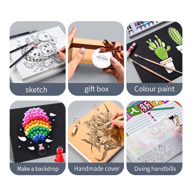 A4 Papelão Kraft Paper, Branco, Preto, Marrom, Pintura Artesanal DIY, Pacote Aquarela, Impressora a Laser Jato de Tinta, 50 Folhas, 120g