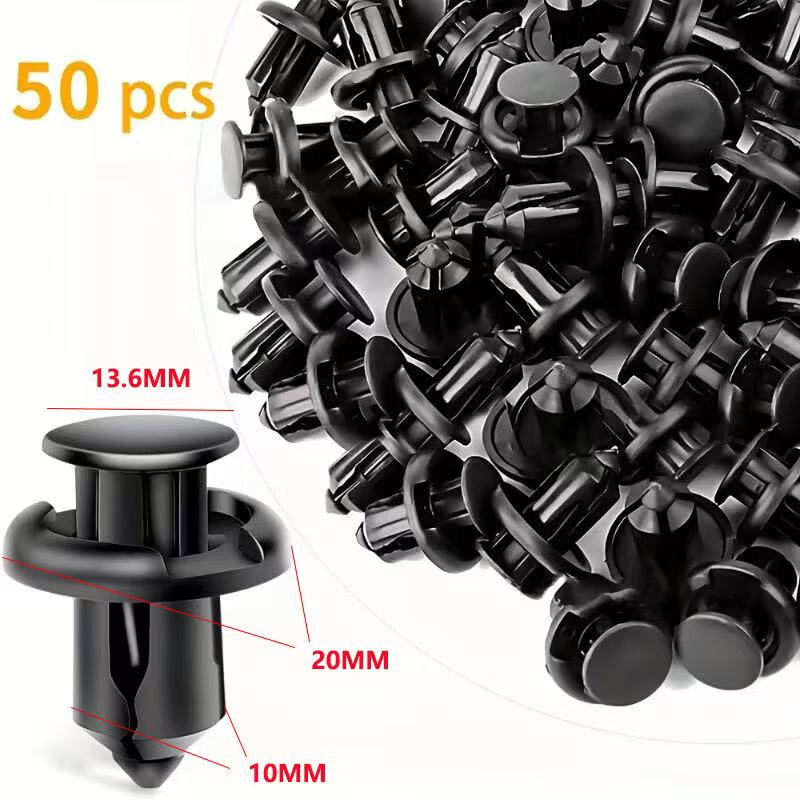 50 pçs abs plástico expansão rebite porca fivela clipe rebite prendedor preto peças de automóvel ferramenta reparo decoração acessórios do carro