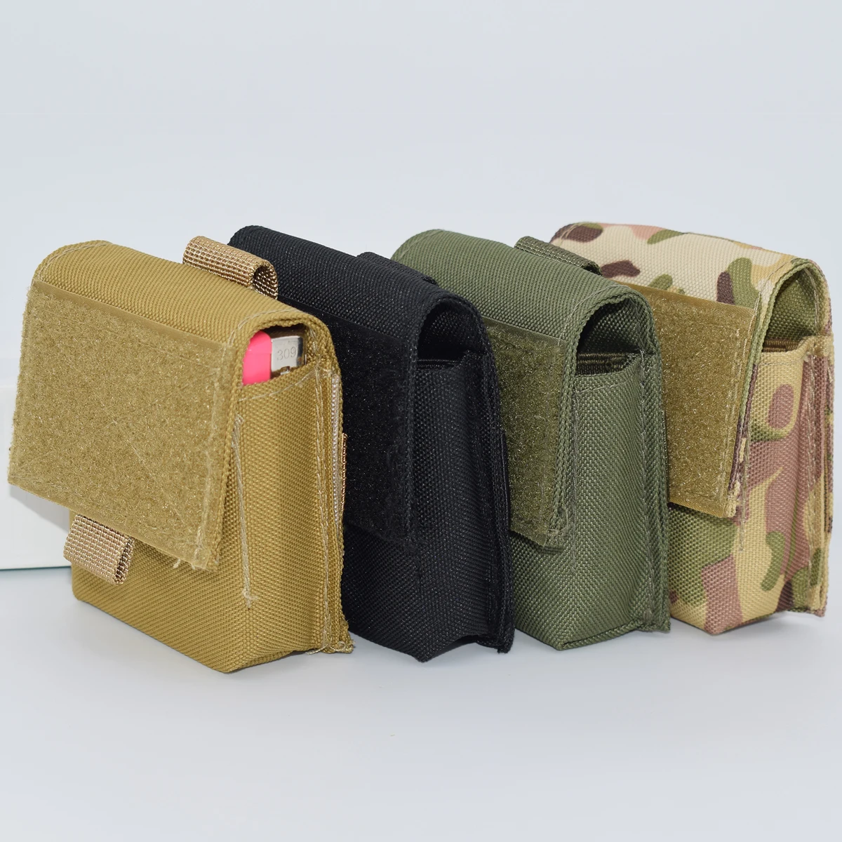 Tactical Outdoor Smoke Pouch, Durable Polyester Blend, Multiple Color Options, Zipper Closure, Ideal for Carrying Cigarettes