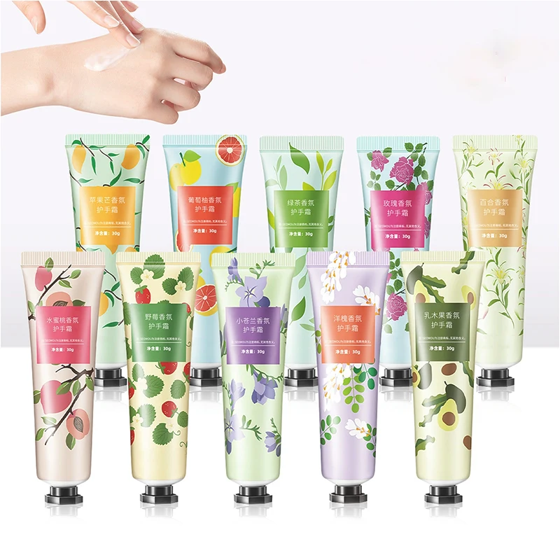 Conjuntos de creme para as mãos florido frutado hidratante nutritivo anti-envelhecimento reparação cuidados com as mãos beleza clareamento kit de cremes para as mãos